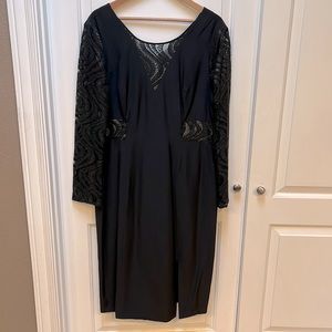 J. Peterman Black Silk Lace Dress